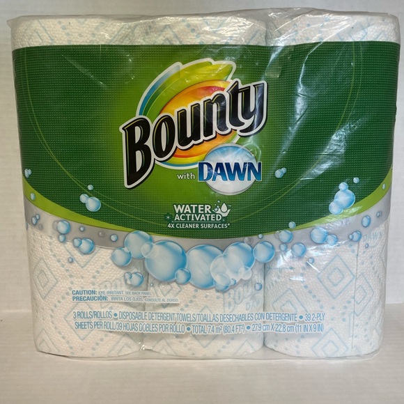 Bounty with Dawn Paper Towel water activated 3 rolls, 2-ply. Discontinued - Picture 3 of 3